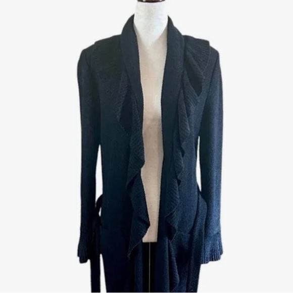 St. John Collection Santana Ruffle Knit Cardigan/Duster Size 10 - Picture 4 of 16